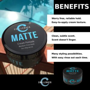 Challenger Men?s Matte Cream Pomade | Natural Shine Free Finish Product | Clean & Subtle Scent | Medium Firm Hold & Travel Friendly | 3oz - Image 5