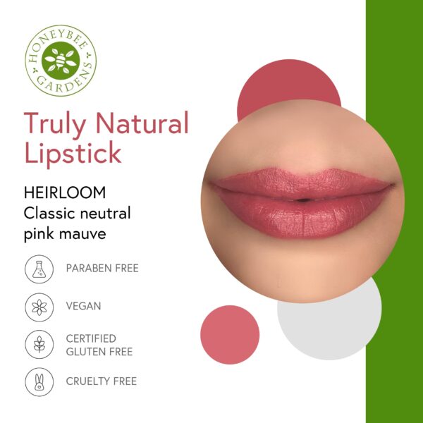 Honeybee Gardens Truly Natural Long Lasting Lipstick, Heirloom Lipstick, Classic Pink Mauve Neutral, Naturally Hydrating & Nourishing, Vegan, Gluten-F - Image 2