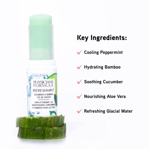 Physicians Formula RefreshMint Cucumber & Bamboo Eye De-Puffer Stick | Under Eye Cream for Dark Circles and Puffiness | Dermatologist Tested - Image 3