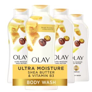 Olay Ultra Moisture Shea Butter Body Wash with B3 Complex - 22 Fl Oz (Pack of 4) - Image 1