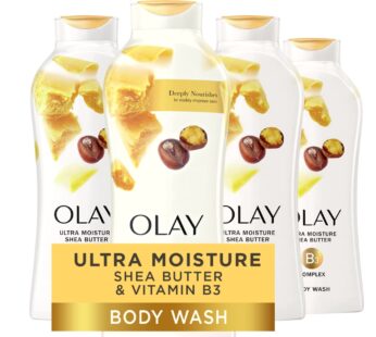 Olay Ultra Moisture Shea Butter Body Wash with B3 Complex – 22 Fl Oz (Pack of 4)