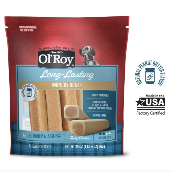 Ol' Roy Munchy Bone Peanut Butter flavor 20 oz 2 pack - Image 4