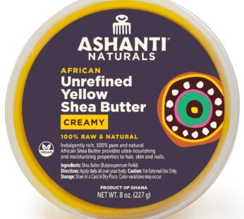 Ashanti Naturals Yellow Whipped Raw Shea Butter | Unrefined African Shea Butter | Creamy Moisturizer for Easy Application – 8 oz