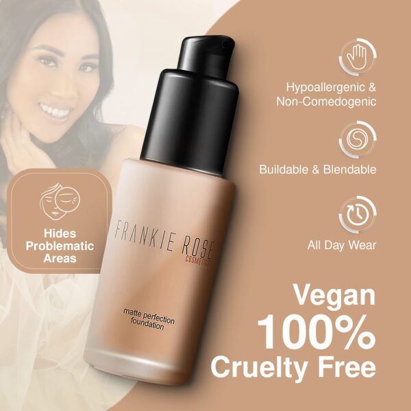 Frankie Rose Cosmetics Matte Perfection Foundation Makeup ? Long-Lasting, Hydrating Foundation for Semi-Matte Finish - Foundation Full Coverage for Al - Image 4