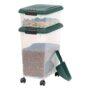 IRIS USA 30 lbs & 11 lbs Combo Airtight Dog Food Storage Container, Stackable Treat Box, 2-Cup Scoop, Wheels, Keep Fresh, Easy Mobility, Green