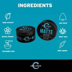 Challenger Men?s Matte Cream Pomade | Natural Shine Free Finish Product | Clean & Subtle Scent | Medium Firm Hold & Travel Friendly | 3oz - Image 3