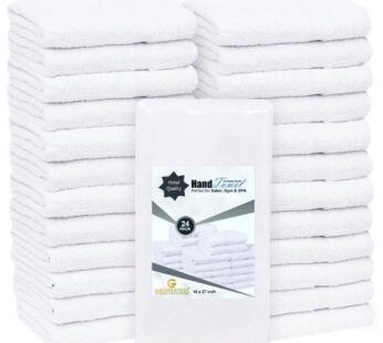 24 Pcs (2 Dozen) White 16×27 Inch Cotton Blend Economy Hand Towels Salon/Gym/Hotel Super use Absorbent Best for Kitchen,Janitorial,Home use Towels