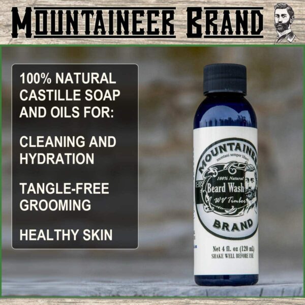 Mountaineer Brand Beard Wash For Men | 100% Natural Beard Shampoo | Thick Cleaning Softening Lather for Hair and Skin | Hydrate and Detangle | Groomin - Image 2