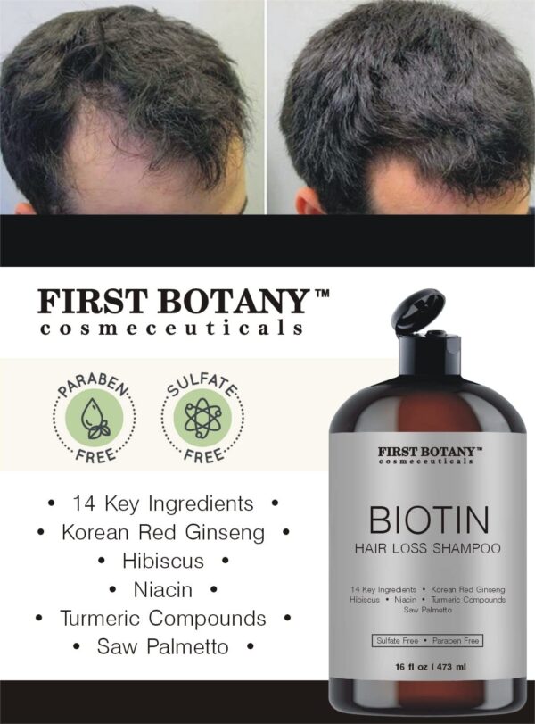 First Botany Cosmeceuticals, Hair Regrowth and Anti Hair Loss Shampoo 16 fl oz, with DHT blockers- Daily Hydrating, Detoxifying, Volumizing Shampoo Fo - Image 3
