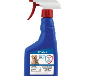 Adams Flea & Tick Spray For Dogs and Cats | Kills Fleas and Ticks Through Contact, Kills Flea Eggs, Flea Larvae, and Prevents Flea Egg Hatch | Control