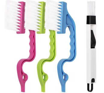 LEOBRO Hand-held Groove Gap Cleaning Tools Door Window Track Cleaning Brushes Air Conditioning Shutter Cleaning Brushes Pack of 4