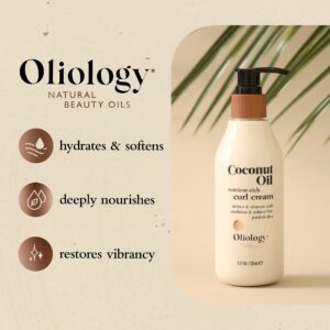 Oliology Coconut Oil Curl Cream - Defines & Enhances Curls & Waves | Botanically Infused | Conditions & Reduces Frizz | Made in USA, Cruelty Free & Pa - Image 3