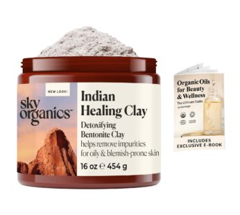 Sky Organics – Indian Healing Clay, 16 oz – Detoxifying Bentonite Clay Powder – Exfoliating Face Mask – Pore Cleaner – Combination & Oily Skin – Natur