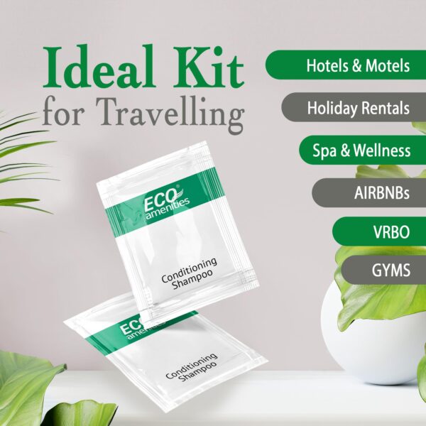 ECO Sachet Individually Wrapped Toiletries, Travel Size Bulk Shampoo and Conditioner 2in1 10ml (100 pk) Mini Hotel Toiletries Conditioning Shampoo 2in - Image 2