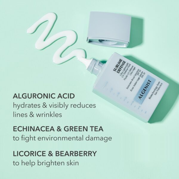 Algenist Sublime Defense Ultra Lightweight UV Defense Fluid SPF50 - Sheer, Oil-Free Face Sunscreen with Vitamin E, Echinacea & Green Tea - Non-Comedog - Image 4