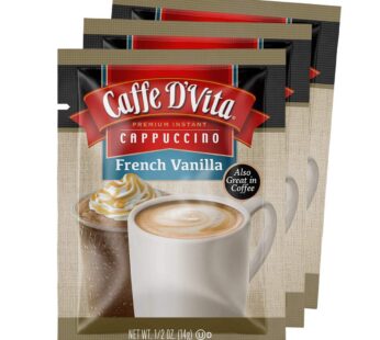 Caffe D’Vita French Vanilla Cappuccino Envelopes, 0.5-Ounce Packages (Pack of 48)
