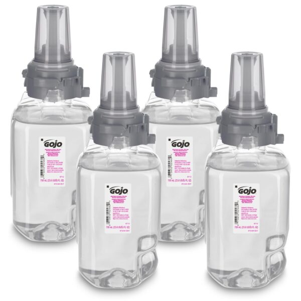 GOJO Antibacterial Foam Handwash, Plum Fragrance, 700 mL Foam Hand Soap Refill ADX-7 Push-Style Dispenser (Pack of 4) - 8712-04