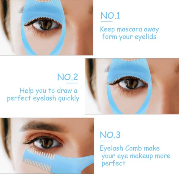 TecUnite 6 Pieces 3 in 1 Eyelashes Tools Mascara Shield Applicator Guard Eyelash Guide for Makeup, 3 Colors - Image 6