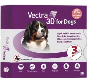 Vectra 3D for Dogs Flea, Tick & Mosquito Treatment & Prevention for Extra Large Dogs (over 95 lbs) , 3 month supply
