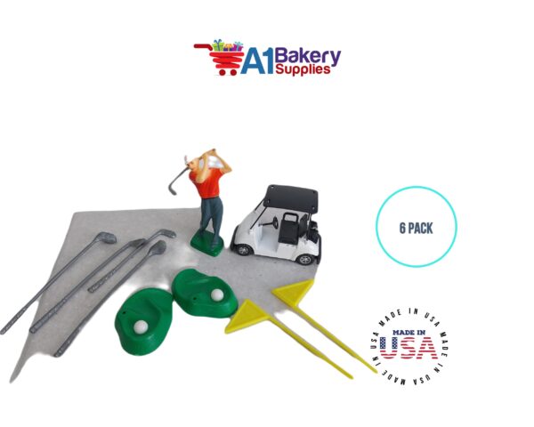 Golf Kit with Golfer, Golf Cart and two Trees Caketopper A1 bakery supplies - Image 5