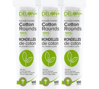 DELON Premium Cosmetic Cotton Rounds, 100 Count (Pack of 3)