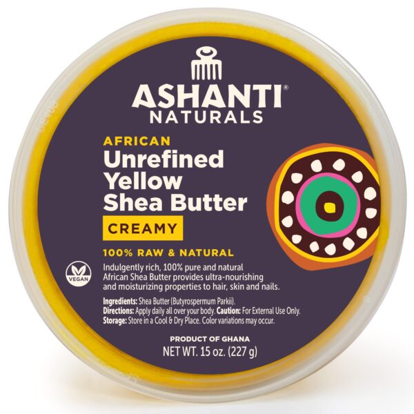 Ashanti Naturals Yellow Whipped Raw Shea Butter | Unrefined African Shea Butter | Creamy Moisturizer for Easy Application - 15 oz