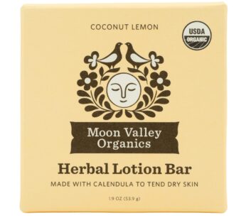 Moon Valley Organics Herbal Lotion Bar in Coconut Lemon, Moon Melt Bar, Calendula and Comfrey, Beeswax, Heal and Restore Chapped Skin, Soothing