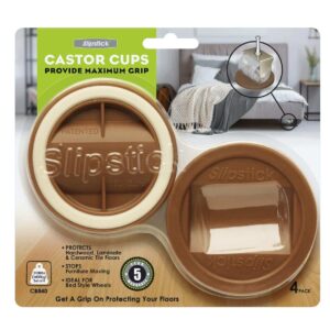 Slipstick CB840 3-1/4 Inch Bed Roller / Furniture Wheel Gripper Caster Cups (Set of 4) Caramel Color,Large - Image 1