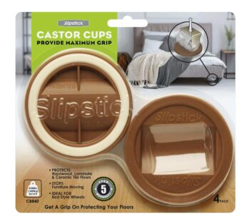 Slipstick CB840 3-1/4 Inch Bed Roller / Furniture Wheel Gripper Caster Cups (Set of 4) Caramel Color,Large