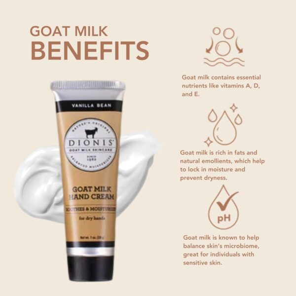 Dionis Goat Milk Skin Care Vanilla Bean Scented Hand Cream Set - Cruelty Free Travel Size Hand Lotion For Hydrating & Moisturizing Dry Skin - Paraben - Image 2