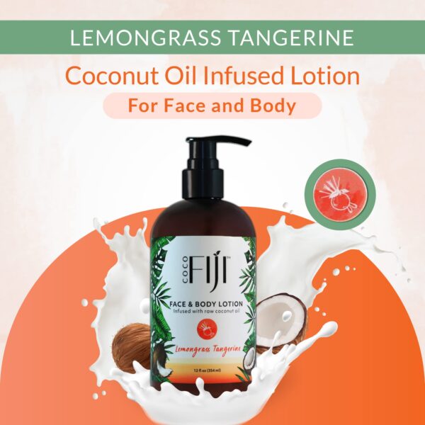 Coco Fiji Face & Body Lotion Infused With Coconut Oil | Lotion for Dry Skin | Moisturizer Face Cream & Massage Lotion for Women & Men | Lemongrass Tan - Image 4