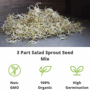 Handy Pantry 3 Part Salad Sprout Seed Mix - 8 Oz Brand - Organic Sprouting Seeds: Radish, Broccoli & Alfalfa: Cooking, Food Storage or Salad Sprouts - Image 3