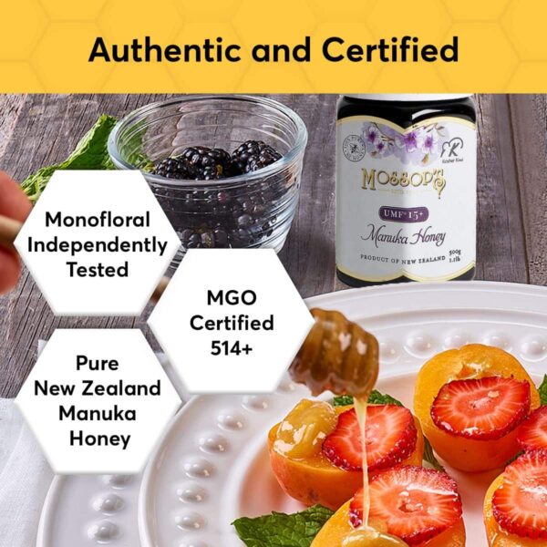 PRI Mossop?s Manuka Honey UMF 15+, MGO 514+ 1.1lb New Zealand Raw Monofloral Manuka Honey - Image 2
