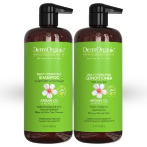 DermOrganic Argan Oil Daily Hydrating Hair Care-Sulfate Free & Color Safe-SHAMPOO+CONDITIONER DUO 33.8 oz - Image 1