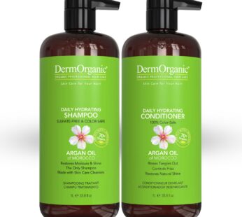 DermOrganic Argan Oil Daily Hydrating Hair Care-Sulfate Free & Color Safe-SHAMPOO+CONDITIONER DUO 33.8 oz