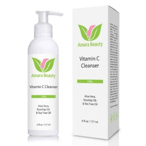 Amara Beauty Facial Cleanser with 15% Vitamin C, Aloe Vera, Rosehip Oil & Tea Tree Oil, 6 fl. oz. - Image 1