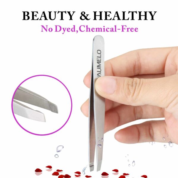 Tweezers Set 4-Piece Professional Stainless Steel Tweezers Gift with Travel Case by Aumelo - Best Precision Eyebrow and Splinter Ingrown Hair Removal - Image 4