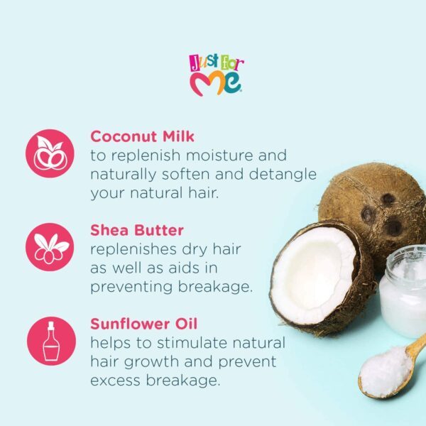 Just For Me Natural Hair Milk Curl Smoother - Defines Curls & Controls Frizz, Contains Coconut Milk, Shea Butter, Vitamin E, Sunflower Oil, Lightweigh - Image 4