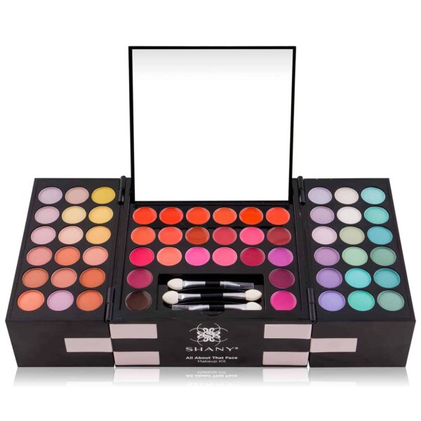 SHANY All About That Face Makeup Kit - All in one Beginner Makeup Set - Eye Shadows, Lip Colors, Face Makeup, Cosmetics applicators & More. - Image 3