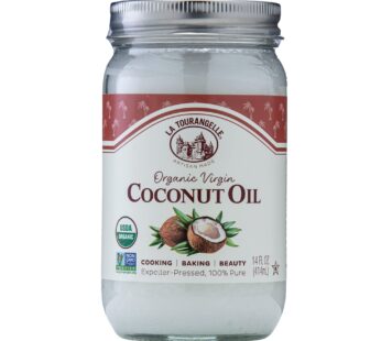 La Tourangelle, Organic Virgin Unrefined Coconut Oil, Great for Cooking, Baking, Hair, and Skin Care, Bold, Aromatic, and Flavorful, Source of MCTs, 1