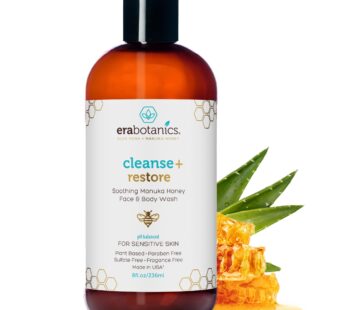 Manuka Honey Face Wash for Women and Men – Moisturizing Face Wash for Dry Skin with Organic Aloe Vera – Soothing Gentle Face Cleanser Made in USA – Su