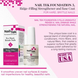 Nail Tek Foundation 3, Ridge Filling Strengthening Base Coat for Hard and Brittle Nails, 0.5 oz, 1-Pack - Image 3