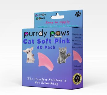 Purrdy Paws 40 Pack Soft Nail Caps for Cat Claws Soft Pink Medium