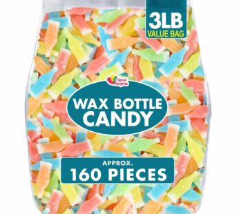 Wax Bottle Candy – 3 Pounds – Kids Candy – Candy Wax Bottles with Juice – Nik L Nip Candy Drinks – Bulk Candy – Rainbow 90s Candy – Old Fashion Candy