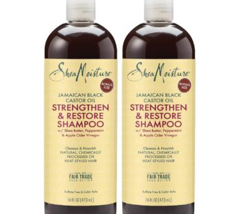 SheaMoisture Jamaican Black Castor Oil Strengthen & Restore Shampoo, Shea Butter, Peppermint & Apple Cider Vinegar, Sulfate Free, Chemically Processed