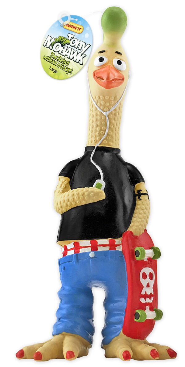 Ruffin' It Tony Mohawk Durable Latex Chicken Dog Toy, Large