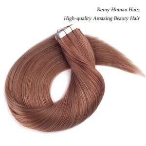 ABH AmazingBeauty Hair Semi-permanent Real Remi Remy Human Tape in Hair 50g 20pcs Skin Weft Taped Invisible Seamless Reusable Auburn Color 33 22 Inch - Image 3