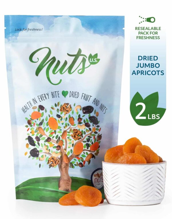 NUTS U.S. ? Dried Apricots | Jumbo Size Turkish Apricots | No Added Sugar & Color | Chewy and Juicy Texture | Non-GMO and No Added Flavor | Whole Pitt - Image 2