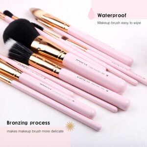 Z'OREYA Makeup Brush Set 12pcs Pink Synthetic Makeup Brushes Travel Set With Holder Makeup Brush Organizer Foundation Powder Contour Blush Eye Cosmeti - Image 3