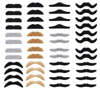 Whaline 48 Piece Self Adhesive Fake Mustache Set Novelty Mustaches for Costume and Halloween Festival Party